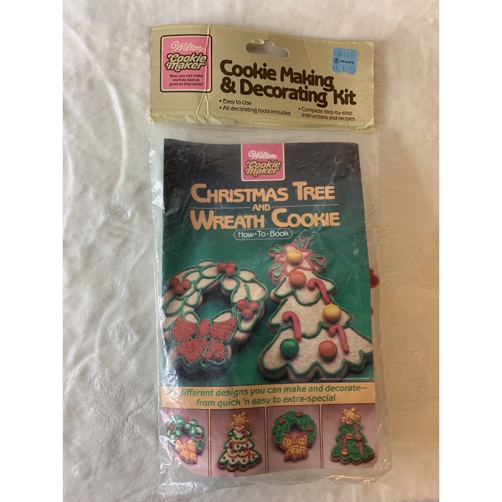 1984‎ Wilton Christmas Tree & Wreath Cookie Making Cutter Mold Treats Gifts NOS - Picture 2 of 12